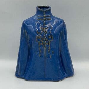 Vintage Blue Glazed Vase- Asian Themed Robe Kimono